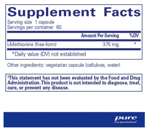 L-метіонін Pure Encapsulations l-Methionine 60 капс