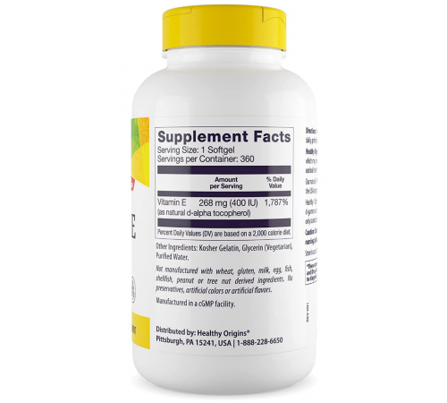 Вітамін Е Healthy Origins  Vitamin E 400 МО 180 капс