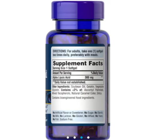 Альфа-ліпоєва кислота, Alpha Lipoic Acid, Puritan's Pride, 300 мг, 60 капсул Bio