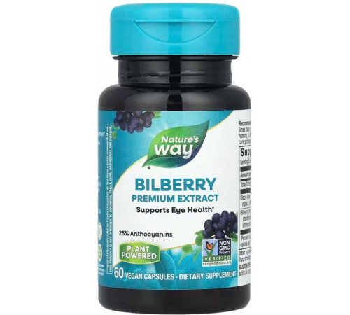 Экстракт черники для зрения Nature's Way Bilberry Standardized 60 капс