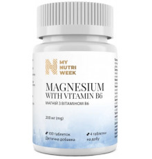 Магній В6  My Nutri Week Magnesium with Vitamin B6  200 мг 100 таб