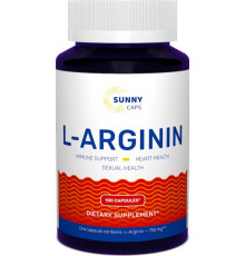 L-аргінін аминокислота Sunny Caps L-аrginine Powerful 750 мг 100 капс