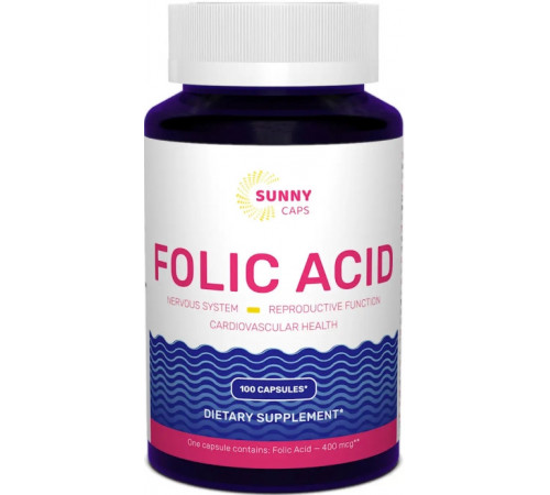 Фолієва кислота Sunny Caps Folic Acid Powerful 400 мкг 100 капс