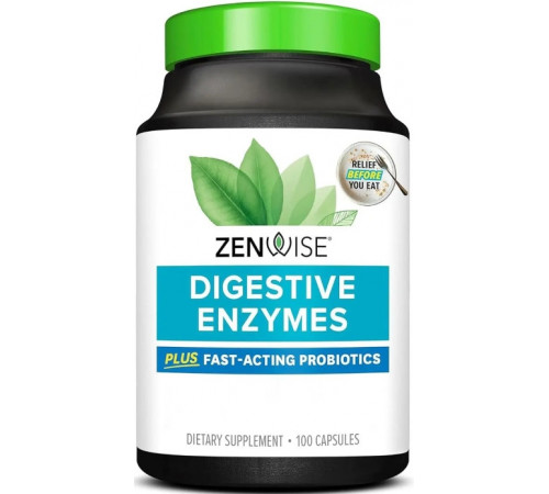 Травні ферменти Zenwise Health Daily Digestive Enzymes with Prebiotics + Probiotics 100 капс