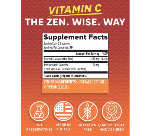 Ліпосомальний вітамін C  Zenwise Health Vitamin C 1500 мг 180 капс