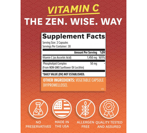 Ліпосомальний вітамін C Zenwise Health Liposomal Vitamin C 1500 мг 60 вег капс