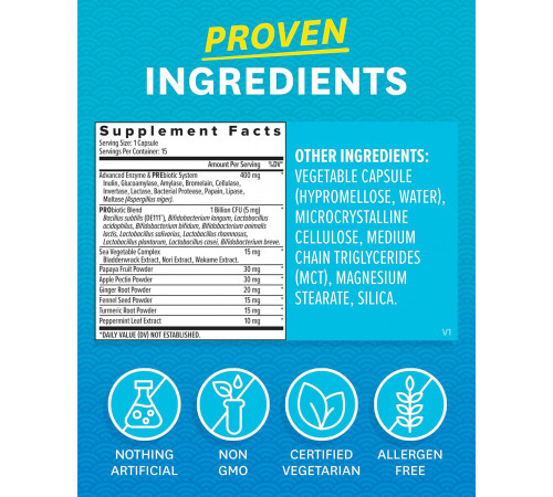 Ферменти для травленняZenwise Health Daily Digestive Enzymes with Prebiotics + Probiotics 15 капс