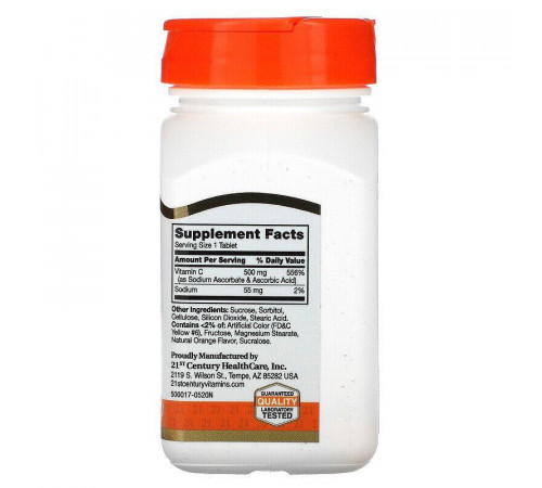 Вітамін С 21st Century Chewable Vitamin C 500 мг 110 таб апельсин