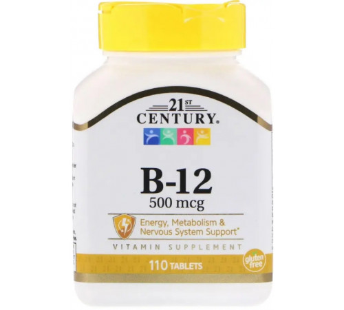 Вітамін В12 + кальцій 21st Century Vitamin B-12 500 мкг 110 таб