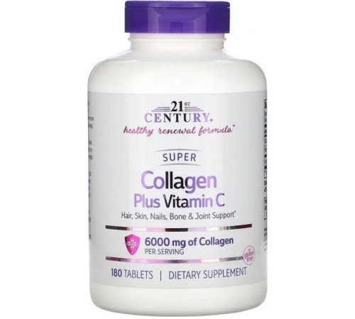 Коллаген вітамін C 21st Century Super Collagen Plus Vitamin C 6000 мг 180 таб