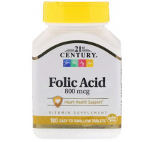 Фолиевая кислота 21st Century Folic Acid 800 мкг 180 таб