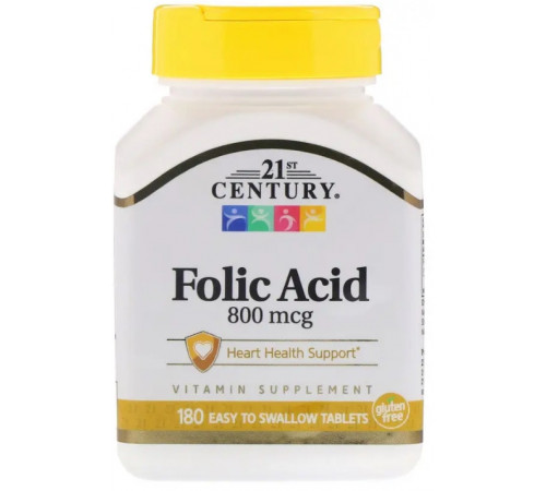 Фолієва кислота 21st Century Folic Acid 800 мкг 180 таб