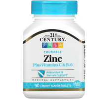 Цинк жевательный 21st Century  Zinc Chewable 90 таб вишня