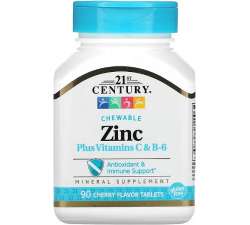 Цинк жувальний 21st Century  Zinc Chewable 90 таб вишня