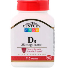 Вітамін Д3 21st Century  Vitamin D3 1000 МЕ 110 таб
