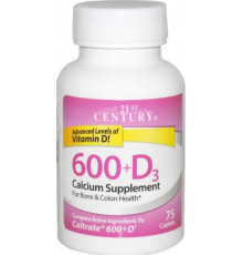 Кальцій Д3 21st Century  Calcium 600+D3 75 капс