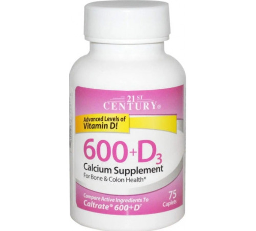 Кальцій Д3 21st Century  Calcium 600+D3 75 капс