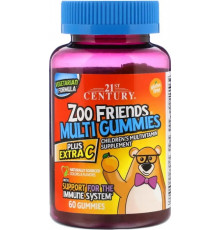 Мультивітаміни для дітей  21st Century Zoo Friends Multi Gummies Plus Extra C 60 жув таб