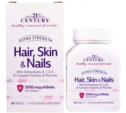 Вітаміни для волосся шкіри і нігтів 21st Century Hair Skin & Nails 90 таб