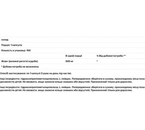 Экстракт бычьей желчи Allergy Research Ox Bile 100 капс