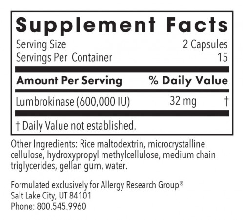 Ламброкиназа Allergy Research Lumbrokinase Group 60 капс