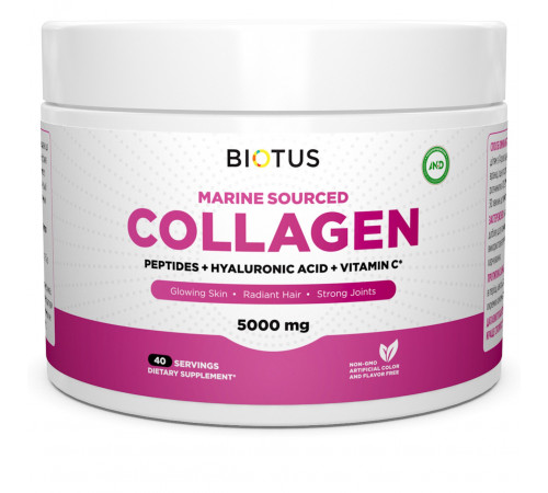 Морський колаген Biotus Marine Sourced Collagen Peptidеs + Hyaluronic Acid + Vitamin C 206 г