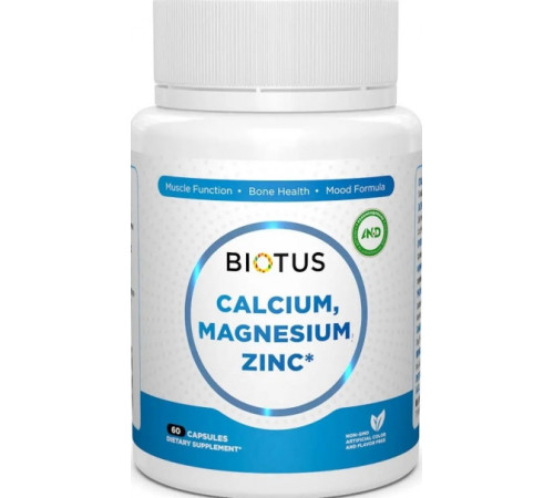 Кальций магний цинк витамин D3 Biotus Calcium Magnesium Zinc+ 60 капс