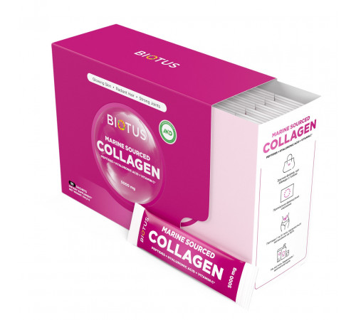 Морской коллаген с гиалуроновой кислотой и витамином С Biotus Marine Sourced Collagen Peptid 30 пак