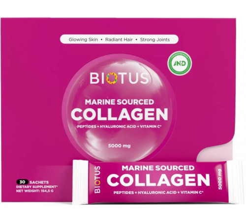 Морской коллаген с гиалуроновой кислотой и витамином С Biotus Marine Sourced Collagen Peptid 30 пак