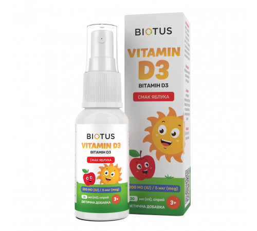 Вітамін D3 Biotus Vitamin D3 200 МЕ/5 мкг 30 мл яблуко