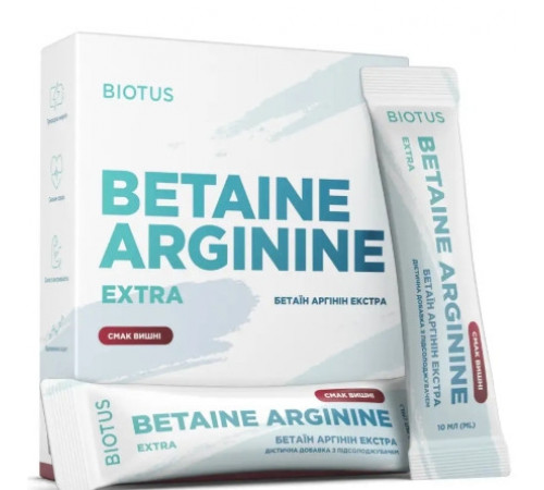 Бетаїн Аргінін Biotus Betaine Arginine Extra 10 саше вишня