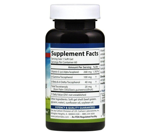 Вітамін Е альфа токоферол Carlson Vitamin E 400 МЕ 60 капс