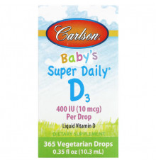 Вітамін Д3 для дітей Carlson Baby's Super Daily D3 400 МЕ 10,3 мл