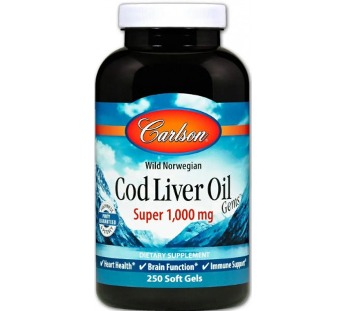 Жир з печінки тріски Carlson Cod Liver Oil 1000 мг 250 капс