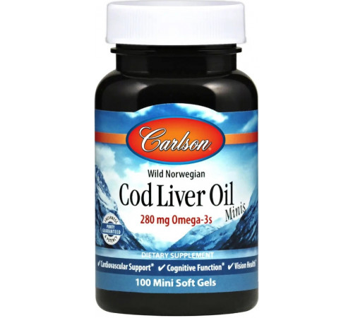 Норвезький риб'ячий жир Carlson Cod Liver Oil 100 мини гел капс