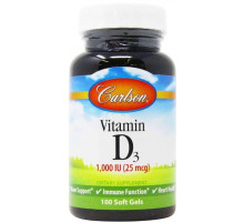 Вітамін D3 для кісток Carlson Vitamin D3 1000 МЕ 100 гел капс
