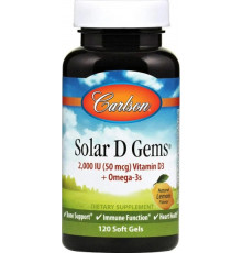 Риб'ячий жир з вітаміном D3 Carlson Solar D Gemsсо 2000 МЕ 120 гел капс лимон