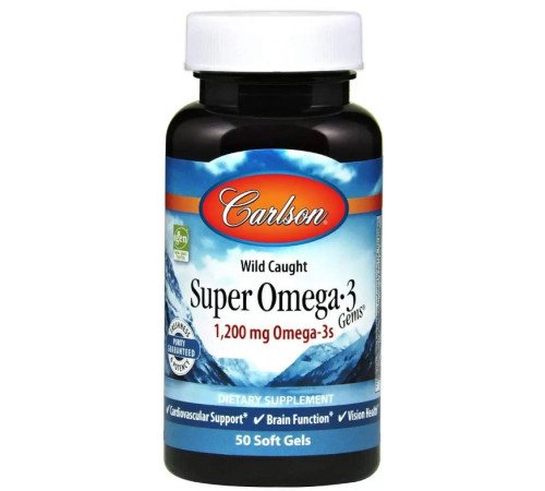 Омега-3 для сердця Carlson Super Omega-3 1200 мг 50 гел капс