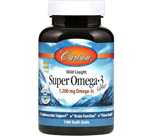 Риб'ячий жир для сердця Carlson Super Omega-3 1200 мг 100 капс