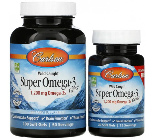 Риб'ячий жир Carlson Super Omega 3 600 мг 100+30 капсул