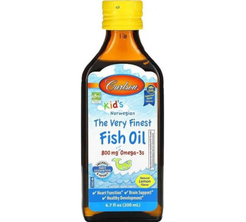 Омега 3 для дітей Carlson Fish Oil 200 мл лимон