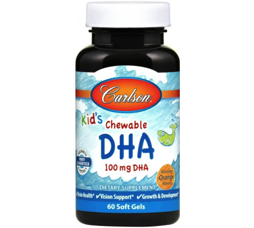 Омега 3 для дітей Carlson Kids Chewable DHA 100 мг 60 капс апельсин