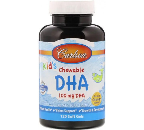Риб'ячий жир для дітей Carlson Kids Chewable DHA 120 капс апельсин