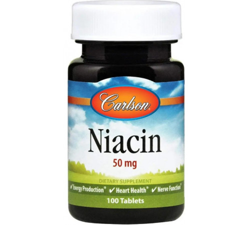 Ніацин (Вітамін В3) Carlson Niacin 50 мг 100 таб