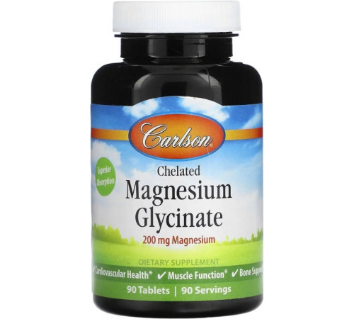 Магний глицинат хелат Carlson Chelated Magnesium Glycinate 200 мг 90 таб