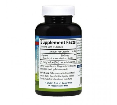 L-лізин Carlson L-Lysine 500 мг 100 капс