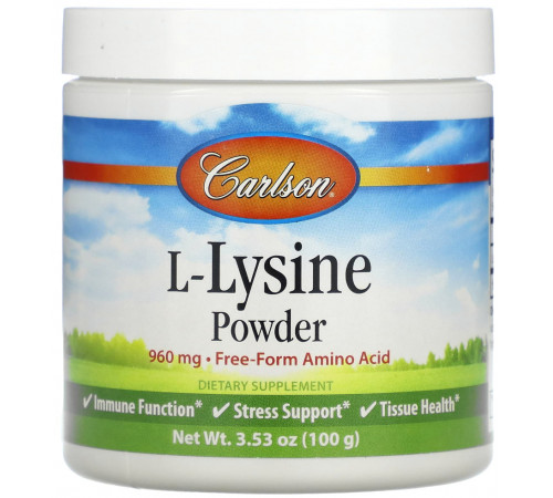 Лізин гідрохлорид 960 мг Carlson L-Lysine порошок 100 гр