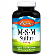 Метилсульфонілметан Carlson MSM Sulfur 1000 мг 180 вег капсул