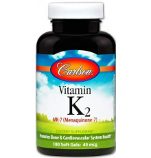 Вітамін К-2 (менахінон) Carlson Vitamin K2 MK-7 45 мкг 180 гел капс