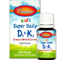 Вітамін D-3 К-2 для дітей Carlson Super Daily D3+K2 10,16 мл